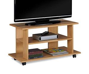 Bakaji Mueble de TV de Madera MDF con 2 estantes para Consolas Videojuegos DVD y 4 Ruedas, Mueble para televisión, diseño Moderno, tamaño 80 x 40 x 45 cm (Roble)