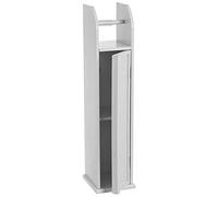 BAKAJI Mueble portarrollos de baño Armario con portarrollos de Papel higiénico y Mueble con Puerta y 2 estantes. Dimensiones: 18 x 20 x 78 cm. Diseño Moderno Blanco