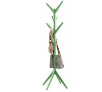 BAKAJI Perchero de diseño de pie de madera de pino con 8 ganchos para colgar ropa y base de 4 patas, diseño moderno, color verde, tamaño 175 x 58 cm