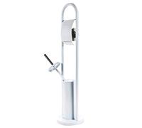 BAKAJI Portarrollos con escobilla para baño de Metal con escobilla, 20 x 80 cm, Color Blanco