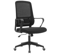 BAKAJI Silla de Escritorio ergonómica con Ruedas giratorias antiarañazos, Respaldo de Tela Transpirable y Soporte Lumbar, sillón de Estudio u Oficina, Ajuste de Altura de Gas 98-108 cm (Negro)