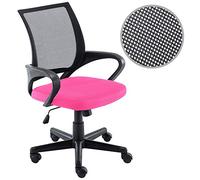 BAKAJI Silla de Escritorio para Oficina Presidencial, de Tejido de Malla Transpirable, rotación de 360 Grados, direccional, Altura Ajustable (Rosa y Negro)