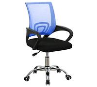 BAKAJI Silla de escritorio para oficina presidencial de tela de malla transpirable y base de 5 patas de acero, rotación de 360 grados, altura ajustable, decoración para el hogar o el dormitorio (azul)