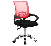 BAKAJI Silla de escritorio para oficina presidencial de tela de malla transpirable y base de 5 patas de acero, rotación de 360 grados, altura ajustable, decoración para el hogar o el dormitorio (rojo)