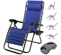 BAKAJI Silla de gravedad cero, Tumbona de jardín Sillón de relajación Plegable Tejido Oxford reclinable, Resistente a la Intemperie Silla de Jardín Balcón, Tumbona Ajustable con Almohada