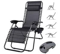 BAKAJI Silla de Gravedad Cero, Tumbona de jardín, sillón Relax Plegable, Ahorra Espacio con Bandeja Tubular de Acero de 22 mm, reclinable, Tejido de textileno, Transpirable, terraza, Piscina Exterior