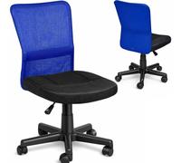 BAKAJI Silla Escritorio Oficina Giratoria Transpirable de Tela Red Altura Ajustable con Ruedas Color Azul y Negro