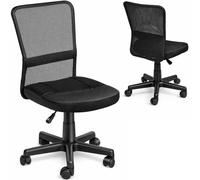 BAKAJI Silla Escritorio Oficina Giratoria Transpirable de Tela Red Altura Ajustable con Ruedas Color Negro