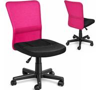 BAKAJI Silla Escritorio Oficina Giratoria Transpirable de Tela Red Altura Ajustable con Ruedas Color Fucsia y Negro