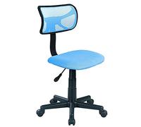 BAKAJI Silla giratoria de Escritorio Regulable en Altura Sillón con Ruedas Oficina Dormitorio Respaldo ergonómico de Malla Transpirable Asiento Acolchado (Azul Oscuro)