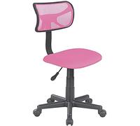 BAKAJI Silla giratoria de Escritorio Regulable en Altura, sillón con Ruedas, Oficina, Dormitorio, Respaldo ergonómico de Malla Transpirable, Asiento Acolchado (Rosa)