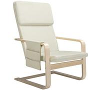 BAKAJI Sillón de Madera de Abedul con Revestimiento de algodón Acolchado de Esponja de altísima Densidad, sillón Relax con Bolsa de 2 Compartimentos y cojín, Asiento ergonómico (Beige)