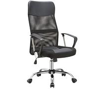 BAKAJI - Sillón de Piel sintética y Tejido de Malla, rotación de 360 Grados, Negro, Metal, único