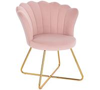 BAKAJI Sillón Relax con tapizado en Terciopelo y Patas de Metal, Color Dorado Cromado, sillón Acolchado de Alta Densidad, Asiento ergonómico, diseño Vintage Retro, 69 x 64 x 80 cm (Rosa)