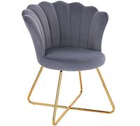 BAKAJI Sillón Relax con tapizado en Terciopelo y Patas de Metal, Color Dorado Cromado, sillón Acolchado de Alta Densidad, Asiento ergonómico, diseño Vintage Retro, 69 x 64 x 80 cm (Gris)