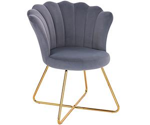 BAKAJI Sillón Relax con tapizado en Terciopelo y Patas de Metal, Color Dorado Cromado, sillón Acolchado de Alta Densidad, Asiento ergonómico, diseño Vintage Retro, 69 x 64 x 80 cm (Gris)