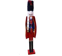 BAKAJI Soldado Cascanueces de Navidad de Madera Gigante Altura 106 cm Vestidos Pintados Barba y Pelo de Peluche con Mecanismo de Trabajo Decoraciones Navidad (Diseño 10)