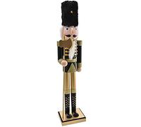 BAKAJI Soldado Cascanueces de Navidad de Madera Gigante Altura 106 cm Vestidos Pintados Barba y Pelo de Peluche con Mecanismo Funcionante Decoraciones Navidad (Diseño 2)