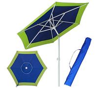 BAKAJI Sombrilla de playa o jardín con poste de acero reclinable revestimiento de tela anti UV Diámetro 210 cm con correa funda, Verde, Ø 210 cm, simple y minimalista