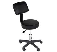 BAKAJI Taburete estetista con Respaldo y Asiento de Piel sintética Silla giratoria alltezza Regulable 5 Ruedas Ideal para Casa, despacho, Estudio médico Masaje Tatuajes Fisioterapia