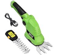 Bakaji Tijeras de podar para cortar césped eléctrico con batería cortadora de césped cortasetos Carga USB con 2 cuchillas intercambiables, 7 cm 11 cm de acero y mango ergonómico inclinable