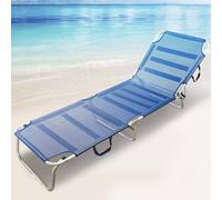 BAKAJI Tumbona Plegable con Respaldo Reclinable, Estructura de Aluminio Ahorradora de y Tela Transpirable para Playa, Piscina o Relajación - 190 x 58 x 27 cm, Azul