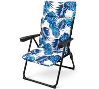BAKAJI - Tumbona relax con cojín y relleno de muy alta densidad, estructura plegable que ahorra espacio, diseño floral, reposabrazos ergonómicos, ideal para interiores y exteriores, 68 x 58