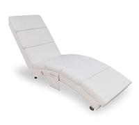 BAKAJI Tumbona Relax Lounge con Bolsillo Lateral y Acolchado de Alta Intensidad para Mayor Comodidad, sillón de Lectura ergonómico con Respaldo Alto y Estructura sólida, de Piel sintética (Blanco)