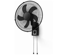 BAKAJI Ventilador de pared con rejilla de 43 cm, 3 niveles de velocidad seleccionables, 5 aspas, 65 W de potencia con oscilación lateral automática, negro