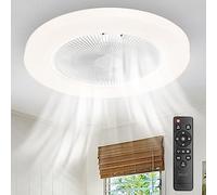 BAKAJI Ventilador de techo con luz LED de color blanco cálido y frío de 80 W, tono ajustable, función de temporizador de 1/2/4/8 h, mando a distancia, diámetro 50 cm, diseño moderno, ultrasilencioso