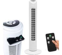BAKAJI Ventilador de torre silencioso, columna oscilación automática, potencia 45 W, altura 80 cm, con 3 velocidades, función temporizador hasta 4 horas, con mando a distancia, diseño moderno, color
