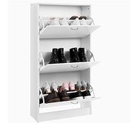 BAKAJI Zapatero 3 Niveles de Madera, Amplio, Resistente y de Fácil Instalación 60x24x115 cm. Organizador de Zapatos Moderno, Fácil Montaje y Robusto, Blanco