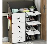 BAKAJI Zapatero Modular de 6 Cubos para Ahorrar Espacio, con Estante y Ganchos para Muebles, Mueble para Zapatos, Capacidad de 20 Pares, Organizador portátil para Entrada de casa
