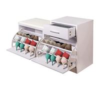 BAKAJI Zapatero móvil Mueble Banco Acolchado Ahorra Espacio Delgado Porta Zapatos tamaño Compacto Blanco Dimensiones 94,5 x 57 x 30 cm