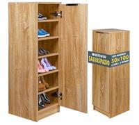 BAKAJI Zapatero Multiusos de Madera antiarañazos para Ahorrar Espacio, con 6 Compartimentos y 5 estantes, Ideal para casa, Entrada, Oficina, salón, 30 x 35 x 100 cm (Roble)