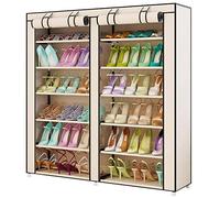 BAKAJI Zapatero para ahorrar espacio, con 7 estantes, 115 x 30 x 110 cm, hasta 36 pares de zapatos, estructura de acero y revestimiento de tela TNT impermeable