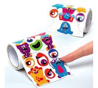 Baker Ross AX252 Rollo De Pegatinas Grupo De Monstruos - Paquete De 600, Pegatinas Para Niños, Ideales Para Proyectos De Manualidades Navideñas, Ideales Para Hacer Tarjetas Y Álbumes De Recortes
