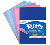 Baker Ross Ax393 Tarjeta A4 de Colores de Invierno - Paquete de 100, Materiales Creativos Para Niños, Manualidades y Decoraciones