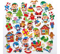 Baker Ross AX613 Pegatinas De Espuma Oficina De Santa Claus - Paquete De 200, Para Manualidades Y Proyectos De Arte Para Niños, Tarjetas, Bolsos De Fiesta Y Decoraciones