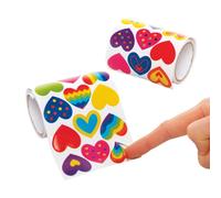 Baker Ross AX687 Rollo de Pegatinas de Corazones - Paquete de 600, pegatinas para niños, ideales para proyectos de manualidades, para hacer tarjetas y álbumes de recortes