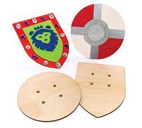 Baker Ross Escudos de Madera (paquete de 2), perfecto para que los niños decoren, ideal para manualidades en el hogar, trabajo escolar, proyectos de grupos de manualidades y más
