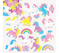 Baker Ross Etiquetas engomadas de espuma unicornio arco iris (paquete de 12) para manualidades y proyectos de arte para niños, tarjetas, bolsos de fiesta y decoraciones