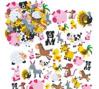 Baker Ross EV3104 Pegatinas de Espuma Impresa con Forma de Animales de Granja (Paquete de 96) Para decorar tarjetas y manualidades infantiles