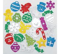 Baker Ross FC245 Pegatinas de Espuma con Purpurina para Navidad - Paquete de 100, Ideales para Proyectos de Artes y Oficios de los Niños, Hacer Tarjetas y Pegatinas de Scrapbooking para Niños