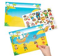 Baker Ross FE346 Kit de Escena de Piratas con Pegatinas - paquete de 5, perfecto para que los niños decoren, ideal para manualidades en el hogar