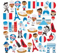 Baker Ross FN032 Pegatinas francesas - Pack de 150, Pegatinas francesas para manualidades y tarjetas infantiles