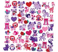 Baker Ross FX109 Pegativas de espuma de animales de la selva con corazones - Paquete de 200, Pegatinas para manualidades infantiles