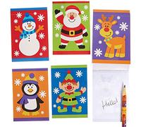 Baker Ross FX404 Bloc de Notas de Personajes Navideños - Paquete de 10, Bloc de Notas para Niños