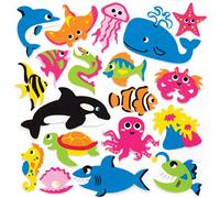 Baker Ross- Pegatinas de espuma en forma de animales marinos (Pack de 120)- Pegatinas de espuma con temática acuática en divertidas formas