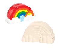 Baker Ross Rainbow Ceramic Banks Coin Banks para niños para pintar, decorar y exhibir - Juego de artesanía de porcelana creativa para niños (Caja de 2)